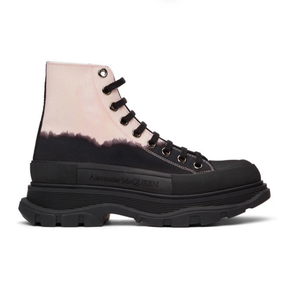 Alexander McQueen Black and Pink Tread Slick Boots Size 40